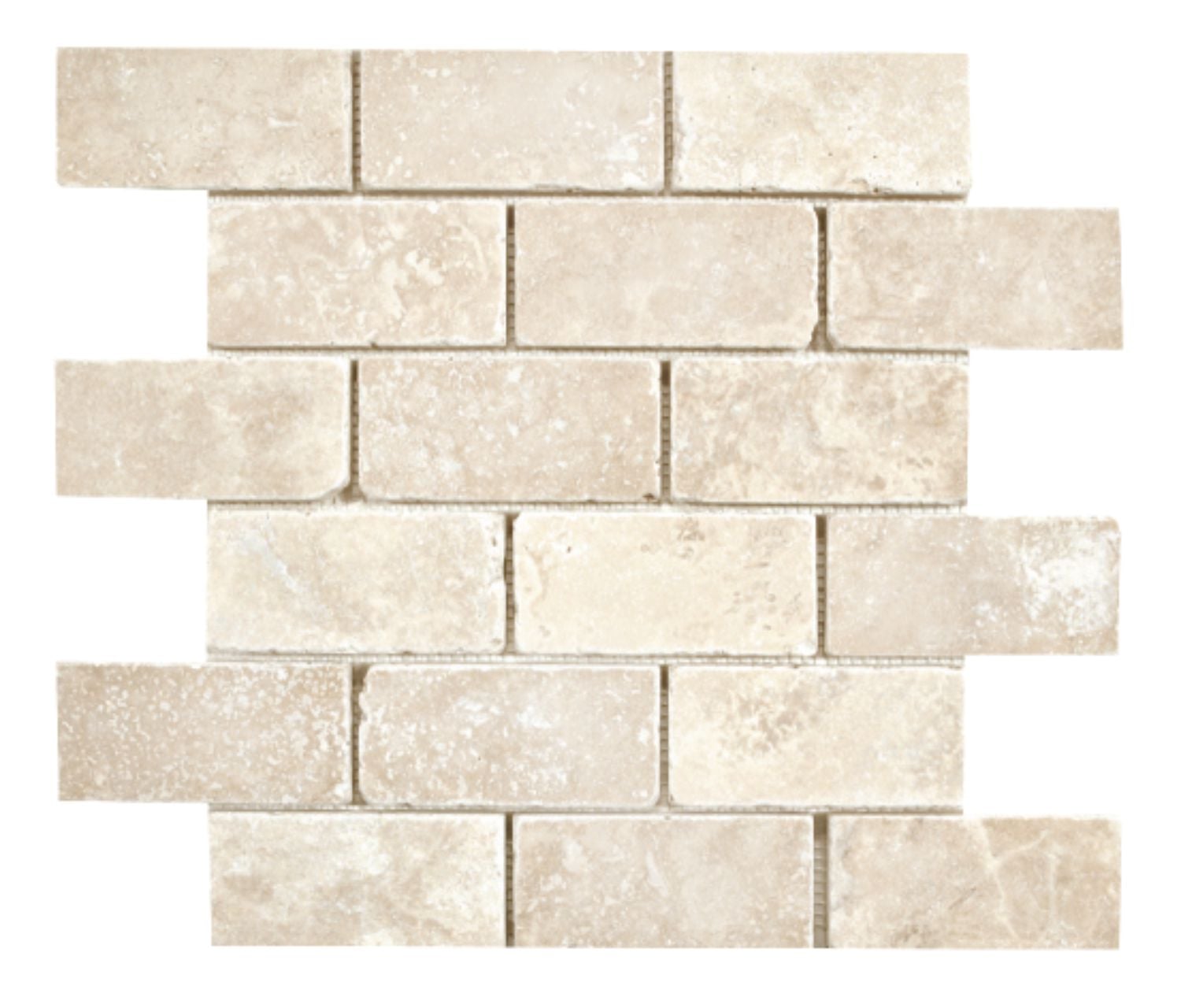Tarmak-Usa-Stone-Travertine-Ivory-2x4 brick-tumbled 2x4 Brick Pattern Ivory Tumbled - Image 1